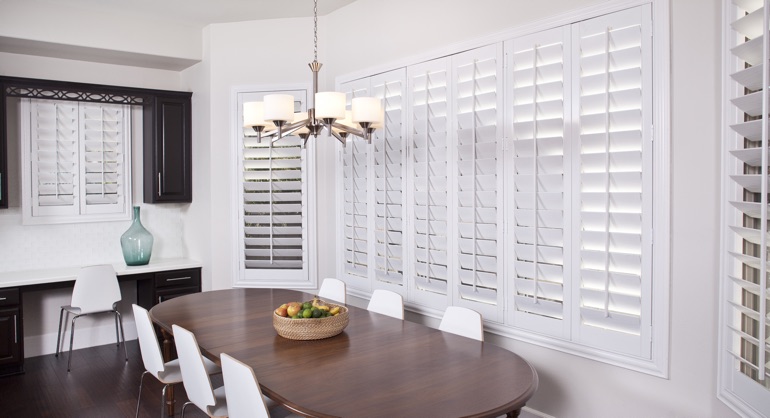 white shutters in San Diego dining room